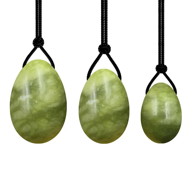 100% Natural Stone Jade Egg Yoni Egg Set Tightening Vaginal Kegel Muscle Exerciser Pelvic Crystal Massage Ball Wand Set