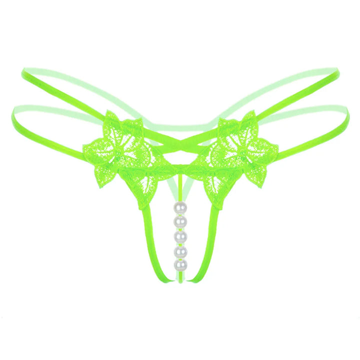 LustLuxe™ Pearl Beaded Crotchless G-String – Erotic Lace Temptation Thong for Women