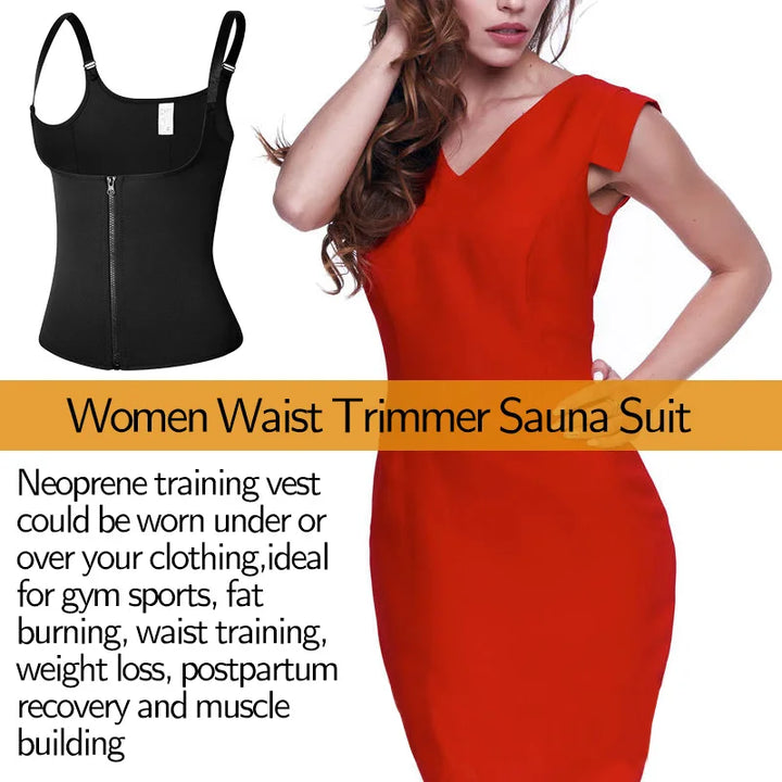 Women's Sauna Waist Trainer Vest – Black Neoprene Shaper