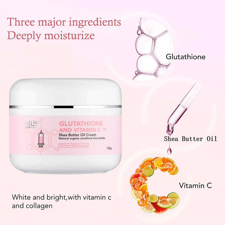 AILKE Glutathione Whitening & Brightening Cream – Deep Moisture for Face & Body, Fades Dark Spots & Evens Skin Tone