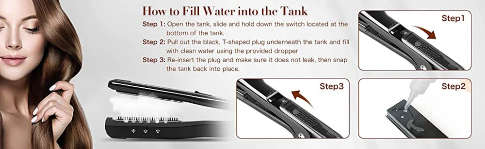 UKLISS Professional Steam Hair Straightener Comb – 2-in-1 Titanium Ceramic Flat Iron with Steam Technology for Silky, Frizz-Free Styling