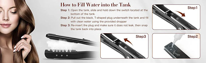 UKLISS Professional Steam Hair Straightener Comb – 2-in-1 Titanium Ceramic Flat Iron with Steam Technology for Silky, Frizz-Free Styling