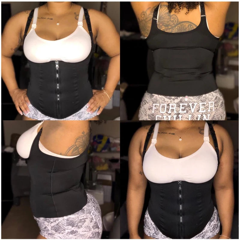 Women's Sauna Waist Trainer Vest – Black Neoprene Shaper