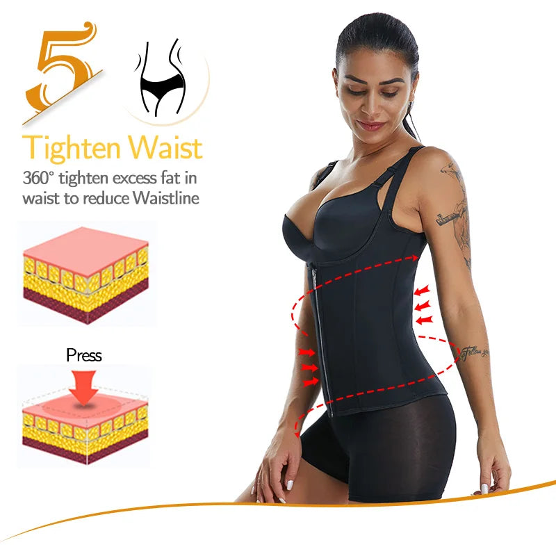 Women's Sauna Waist Trainer Vest – Black Neoprene Shaper