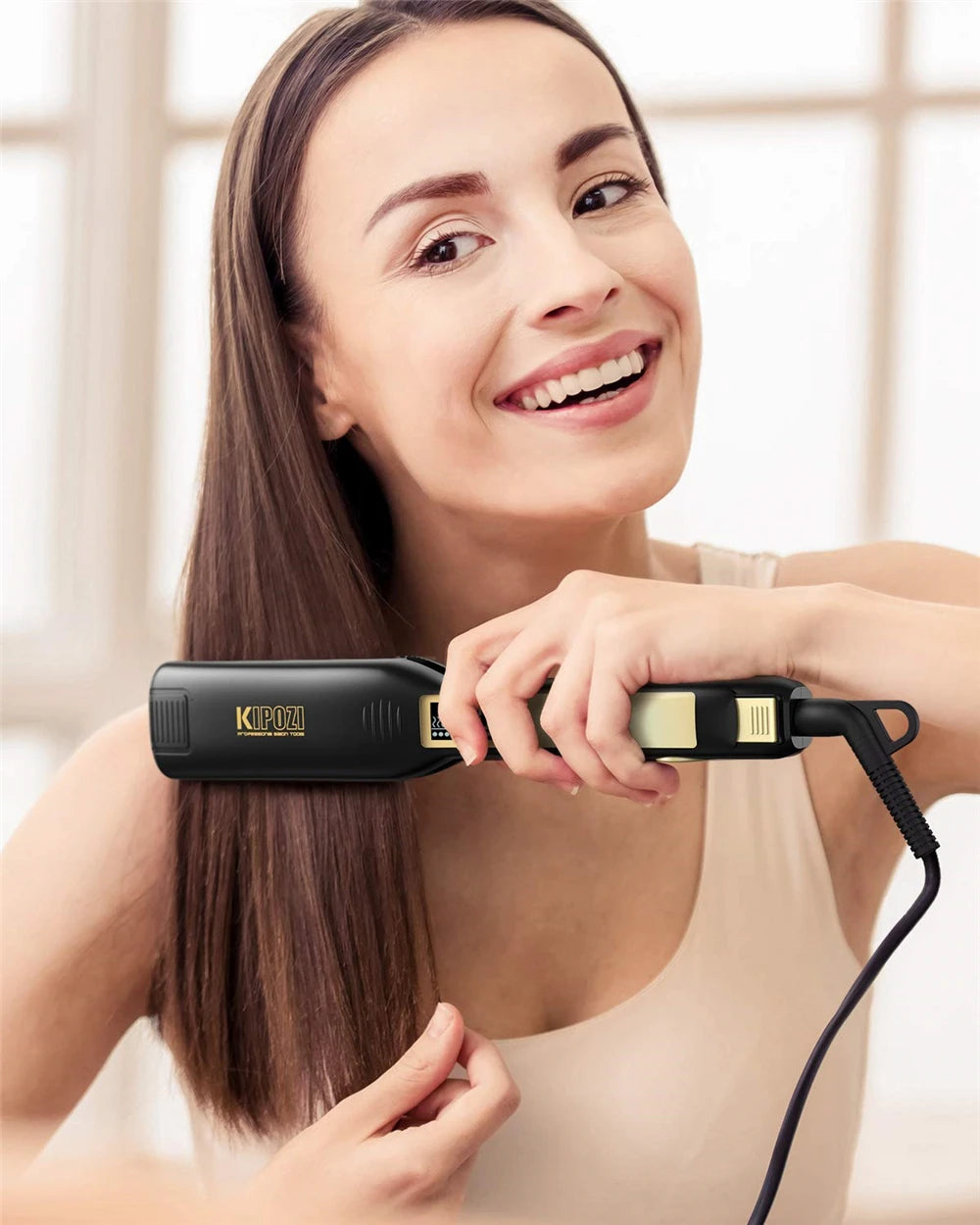 KIPOZI LuxeControl Titanium Styler – Straighten, Curl & Shine with Salon Precision
