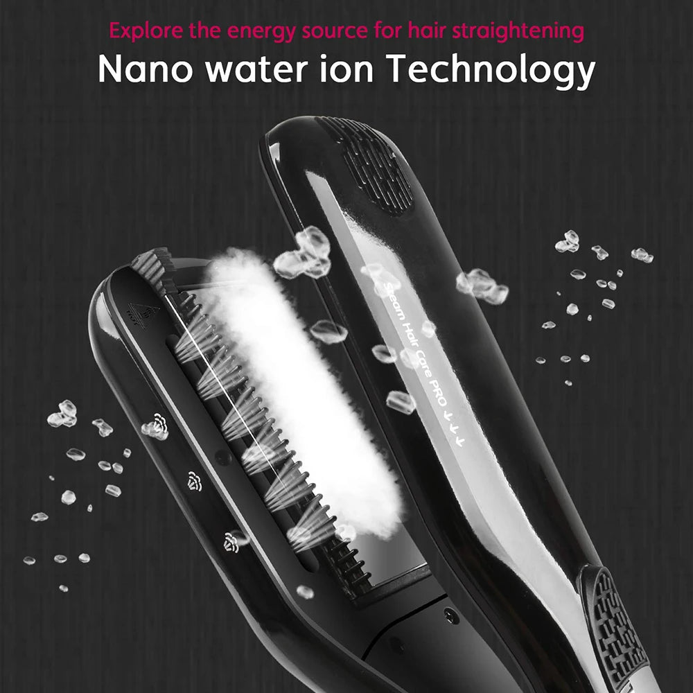 UKLISS Professional Steam Hair Straightener Comb – 2-in-1 Titanium Ceramic Flat Iron with Steam Technology for Silky, Frizz-Free Styling