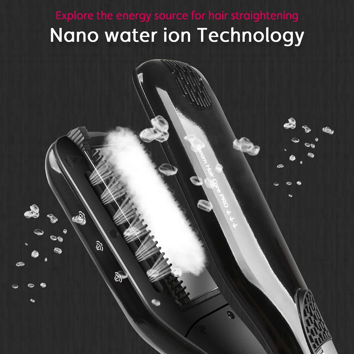 UKLISS Professional Steam Hair Straightener Comb – 2-in-1 Titanium Ceramic Flat Iron with Steam Technology for Silky, Frizz-Free Styling