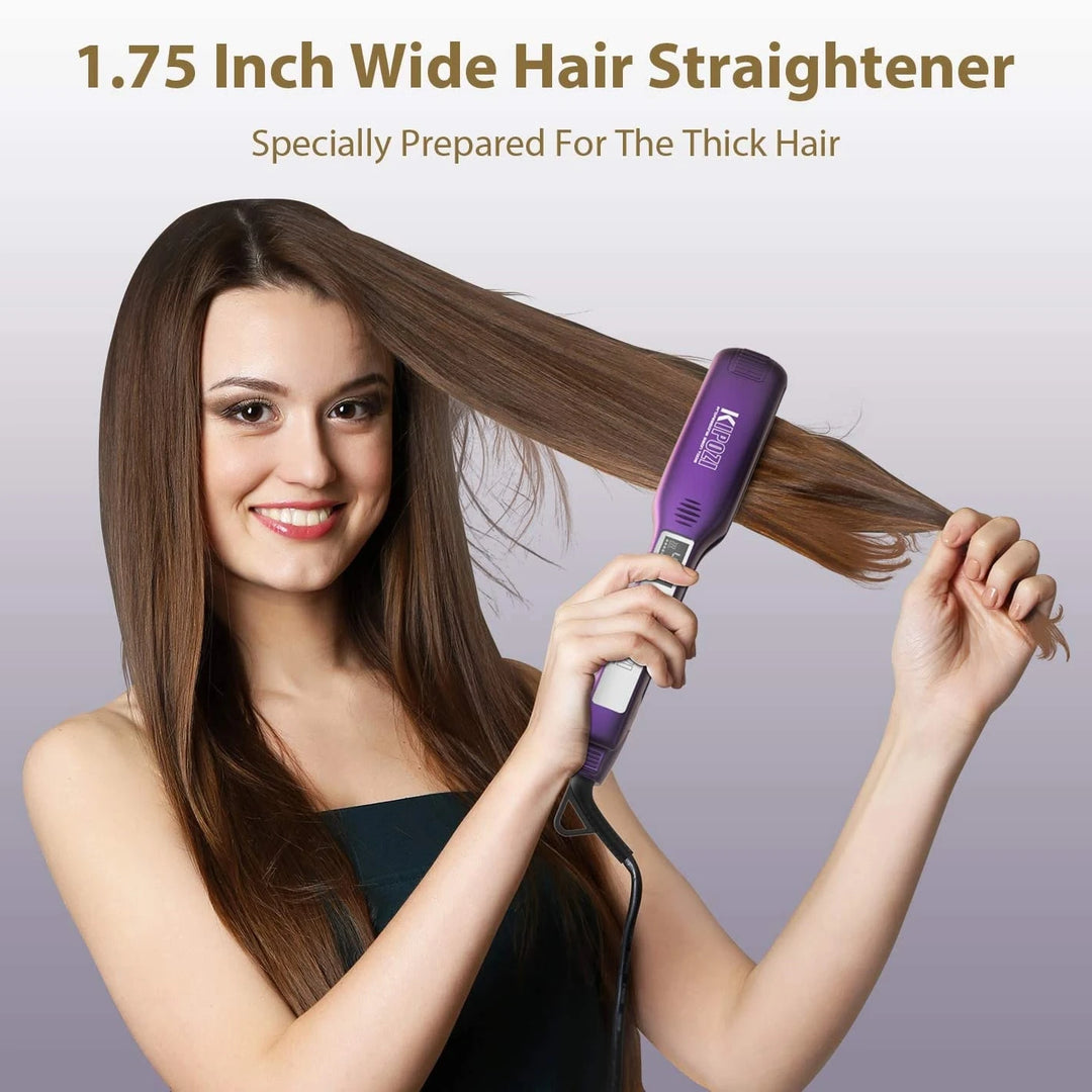 KIPOZI TitanGlide 1.75” Professional Flat Iron – Fast-Heating Wide Plate Hair Straightener for Thick & Curly Hair