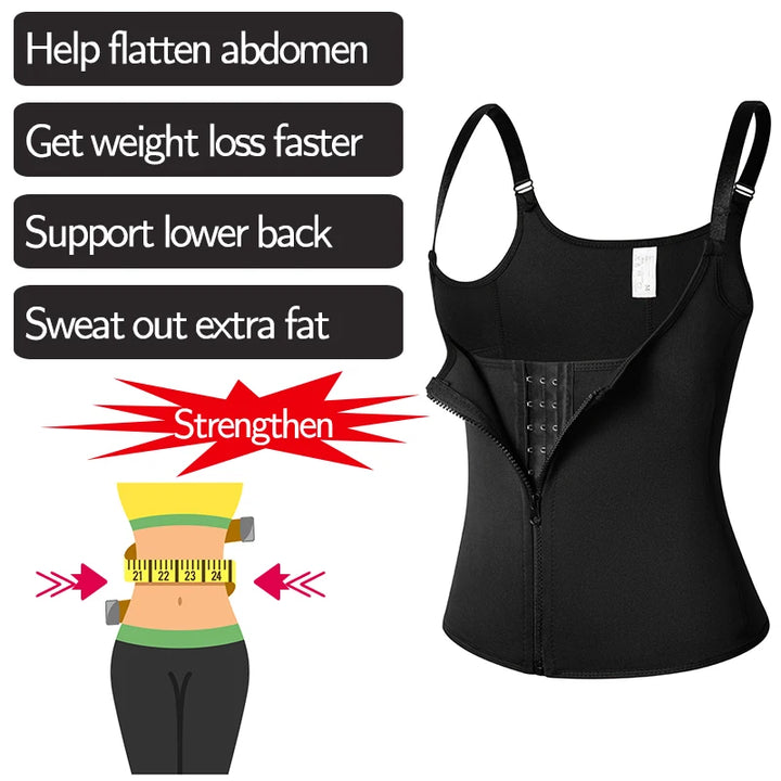 Women's Sauna Waist Trainer Vest – Black Neoprene Shaper
