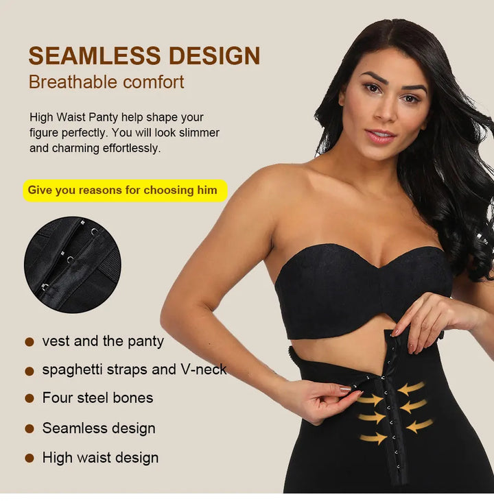 3-in-1 Lace Butt Lifter Corset – High-Waist Tummy Control Shapewear