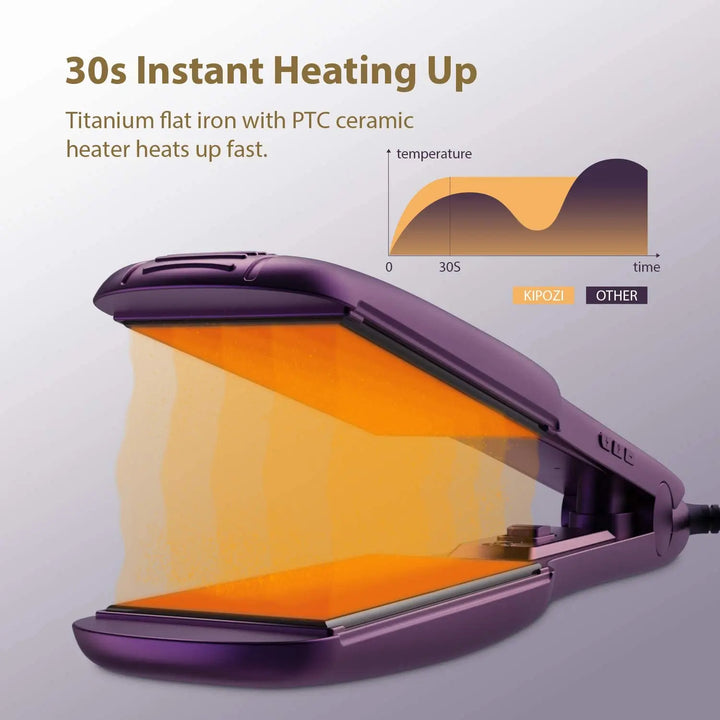 KIPOZI TitanGlide 1.75” Professional Flat Iron – Fast-Heating Wide Plate Hair Straightener for Thick & Curly Hair