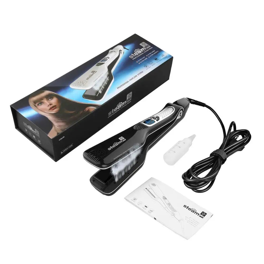 UKLISS Professional Steam Hair Straightener Comb – 2-in-1 Titanium Ceramic Flat Iron with Steam Technology for Silky, Frizz-Free Styling