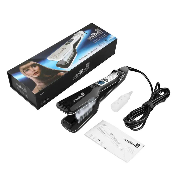 UKLISS Professional Steam Hair Straightener Comb – 2-in-1 Titanium Ceramic Flat Iron with Steam Technology for Silky, Frizz-Free Styling