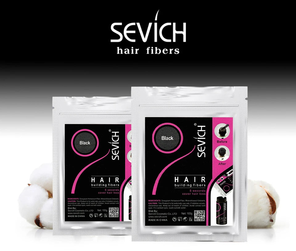 Sevich Hair Building Fibers Refill – 100g | Instant Thicker, Fuller Hair | 10 Colors | Keratin Hair Loss & Thinning Solution