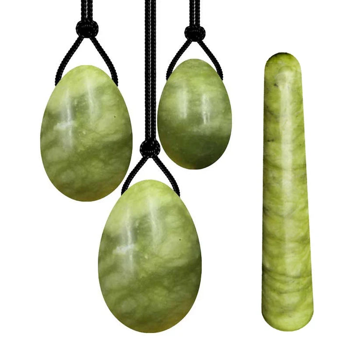 100% Natural Stone Jade Egg Yoni Egg Set Tightening Vaginal Kegel Muscle Exerciser Pelvic Crystal Massage Ball Wand Set