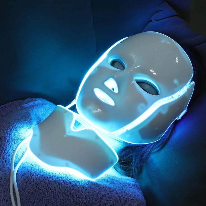 7-Color LED Light Therapy Mask with Neck Treatment – Skin Rejuvenation, Anti-Aging, Acne Therapy & Whitening Device