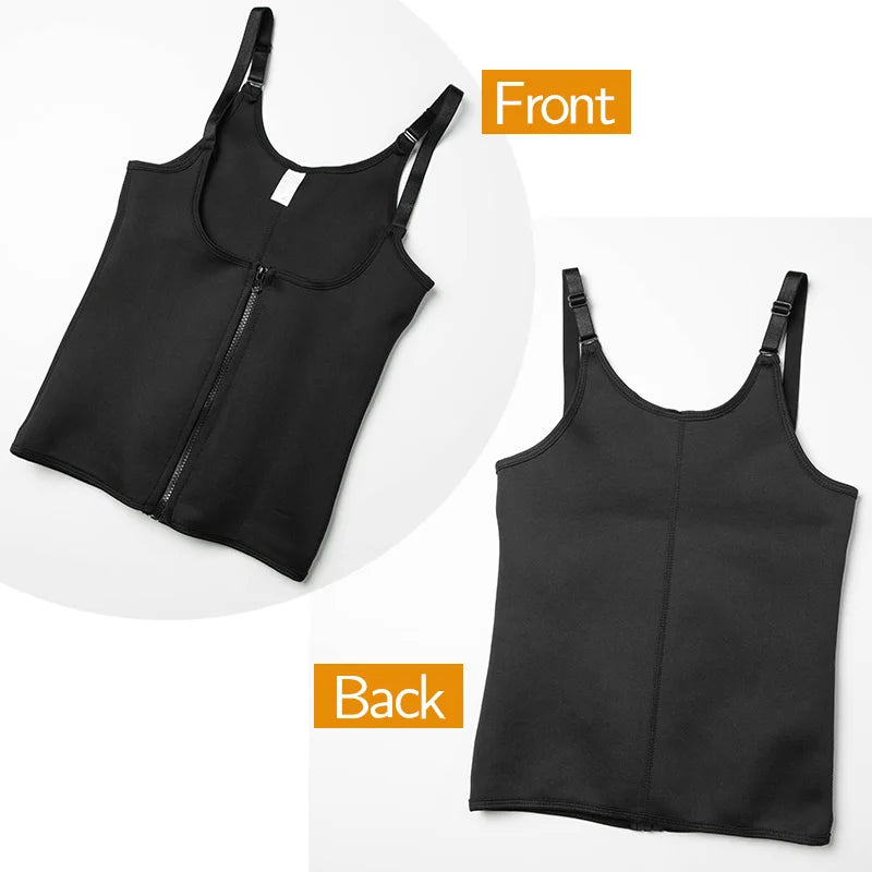 Women's Sauna Waist Trainer Vest – Black Neoprene Shaper