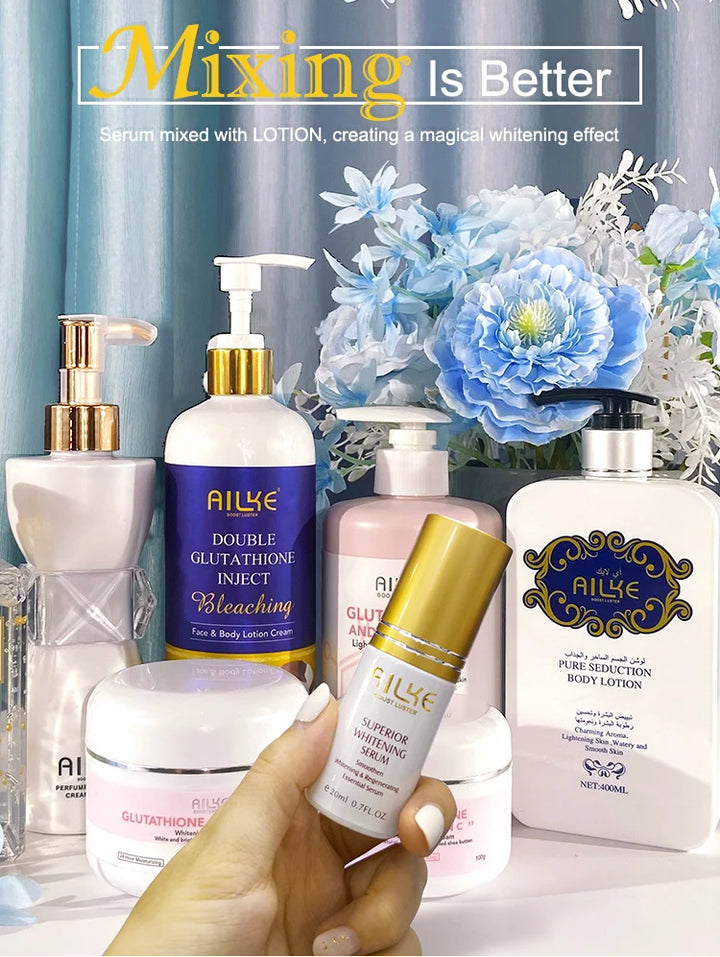 AILKE Luxe Brightening & Moisturizing Body Care Set – Glutathione, Vitamin C & Shea Butter