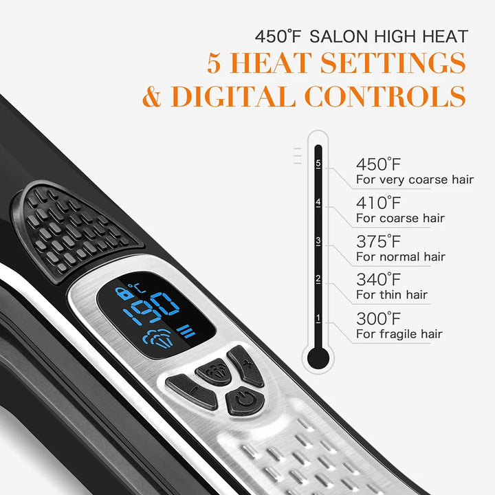 UKLISS Professional Steam Hair Straightener Comb – 2-in-1 Titanium Ceramic Flat Iron with Steam Technology for Silky, Frizz-Free Styling
