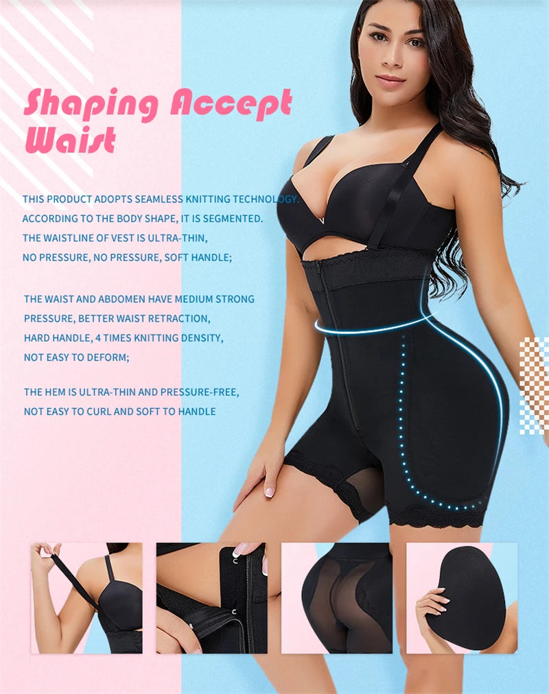 Women's Body Shaper with Hip Pads & Tummy Control