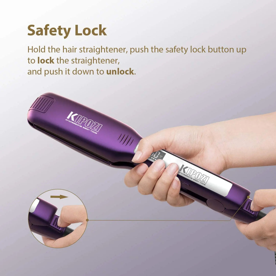 KIPOZI TitanGlide 1.75” Professional Flat Iron – Fast-Heating Wide Plate Hair Straightener for Thick & Curly Hair
