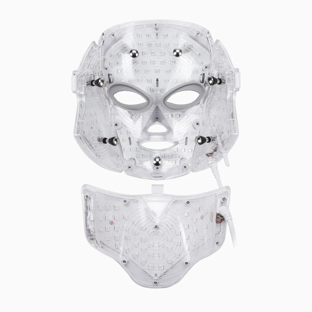 7-Color LED Light Therapy Mask with Neck Treatment – Skin Rejuvenation, Anti-Aging, Acne Therapy & Whitening Device