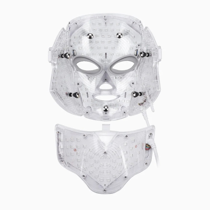7-Color LED Light Therapy Mask with Neck Treatment – Skin Rejuvenation, Anti-Aging, Acne Therapy & Whitening Device