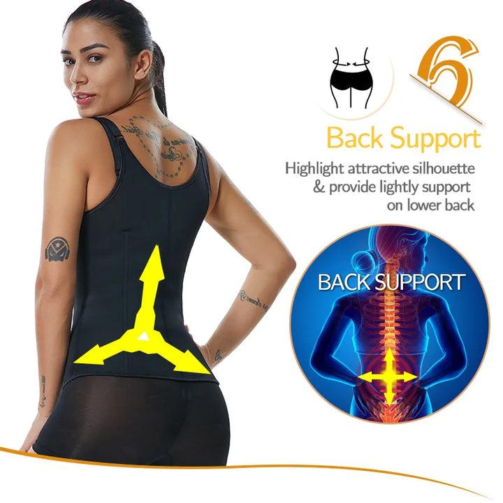 Women's Sauna Waist Trainer Vest – Black Neoprene Shaper