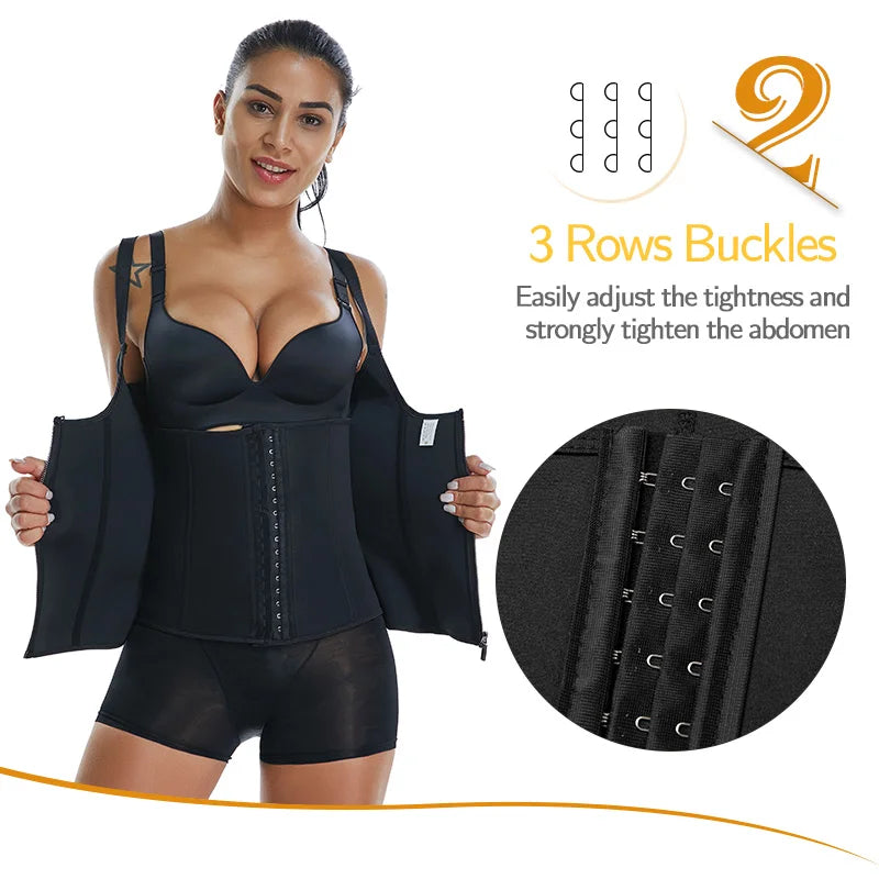 Women's Sauna Waist Trainer Vest – Black Neoprene Shaper