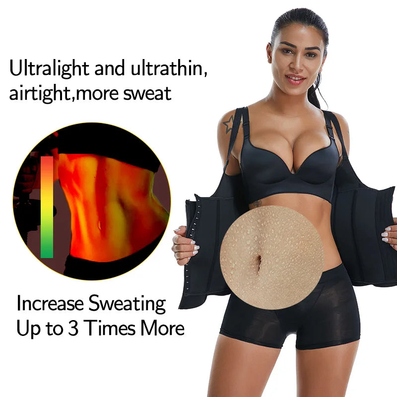 Women's Sauna Waist Trainer Vest – Black Neoprene Shaper