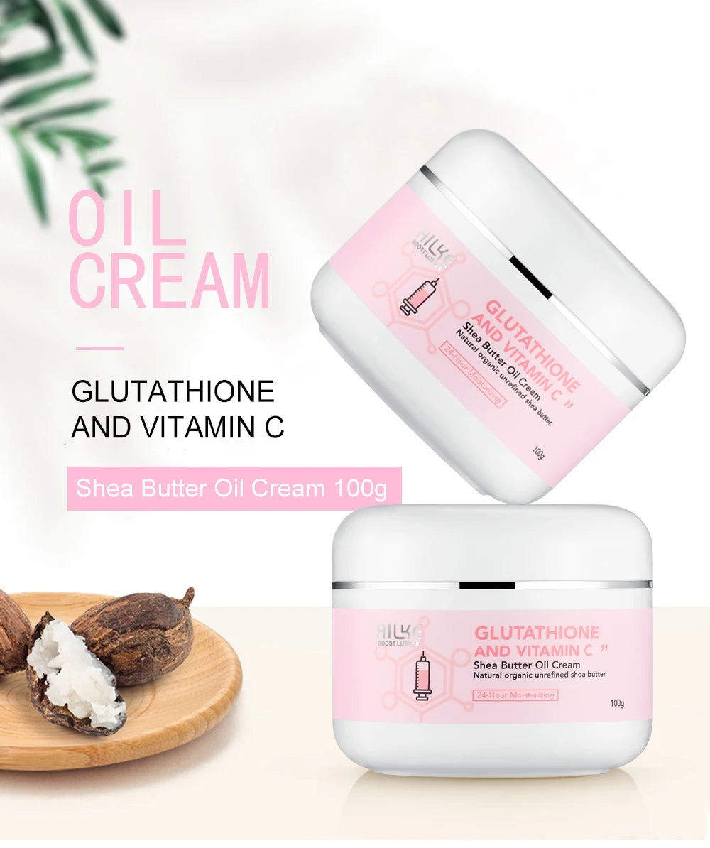 AILKE Glutathione Whitening & Brightening Cream – Deep Moisture for Face & Body, Fades Dark Spots & Evens Skin Tone