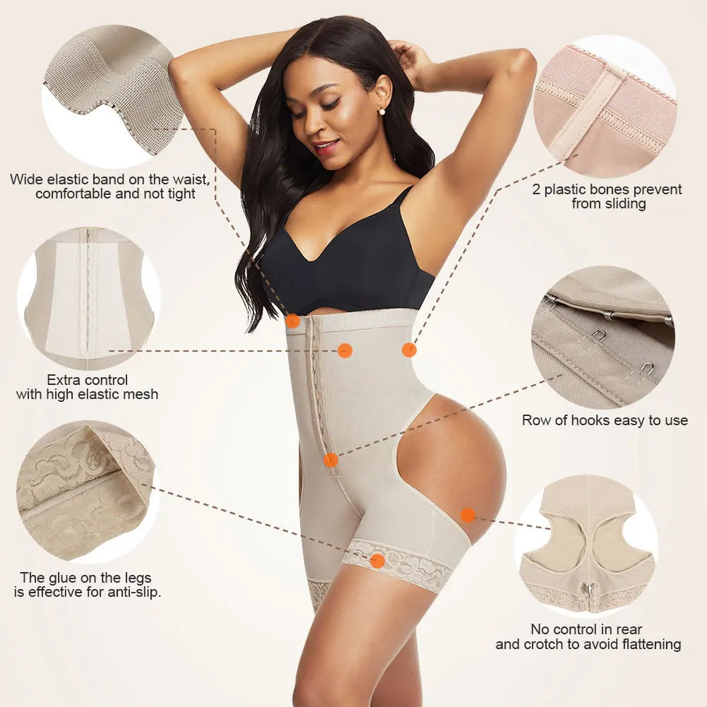 HEXIN High Waist Butt Lifter & Tummy Control Shapewear Shorts