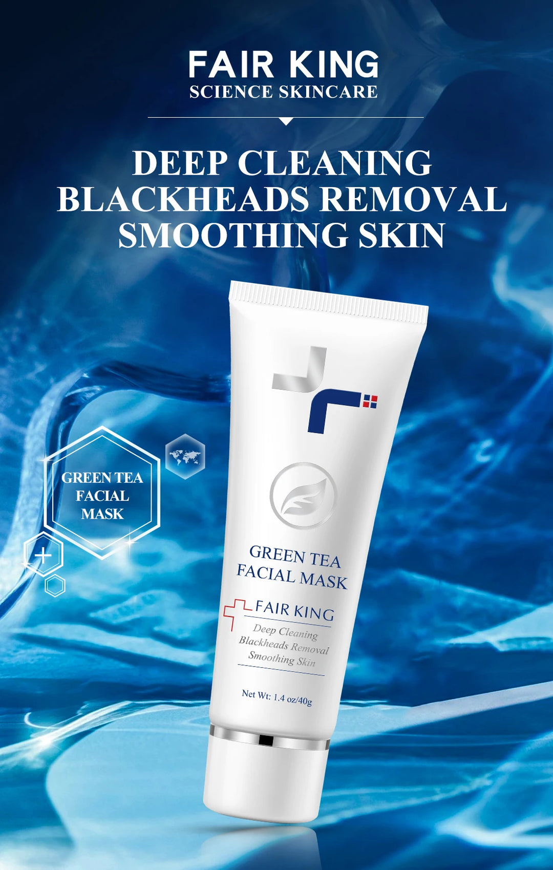 FAIR KING Green Tea Cleansing Mask – Blackhead Remover, Acne Treatment, Oil Control Peel-Off Face Mask (40g)