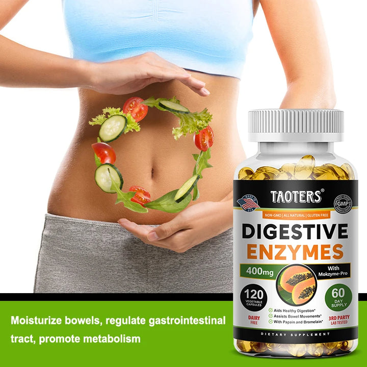 Taoters Digestive Enzyme + Probiotic Complex – 15-Strain Formula, Immune & Digestive Support – 60/120 Capsules