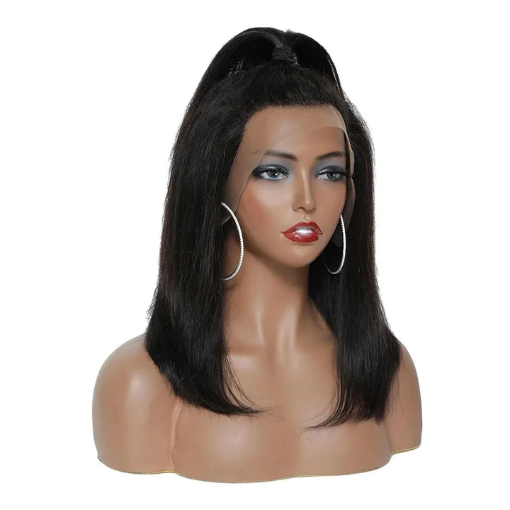 Sleek Power Bob – Transparent Lace Front Wig in Bone Straight Remy Hair