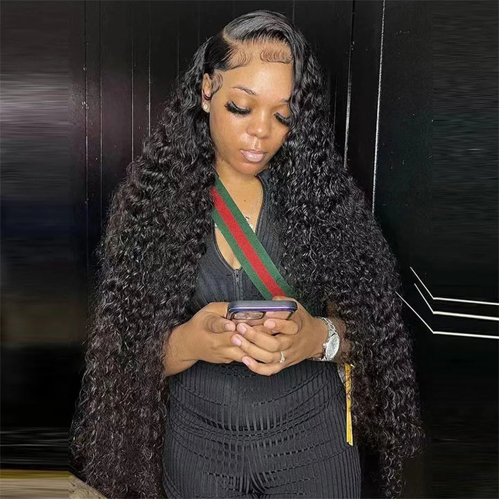 Cascade Deep Wave Lace Front Wig – HD Lace, 200% Density, 26”+ Brazilian Remy Hair