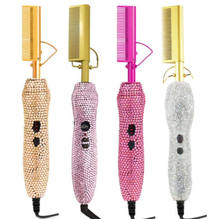 HeatSculpt Pro Electric Hot Comb – 2-in-1 Straightening & Curling Brush