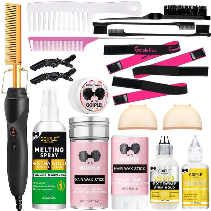 GOIPLE Pro Heat Press Comb – High-Temp Straightening Brush for Wigs & Edges