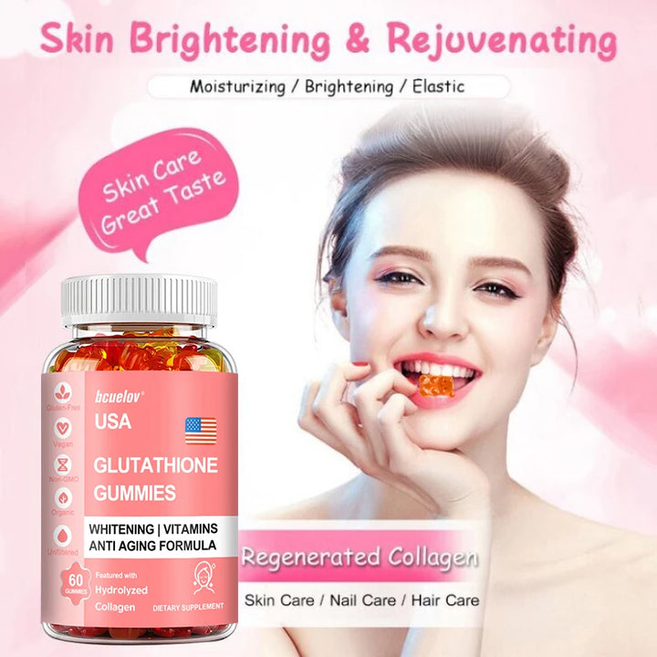 Glutathione Collagen Gummies - for Skin Care, Whitening, Anti-aging.