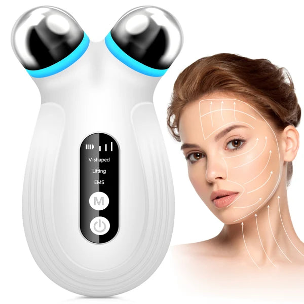Facial Massager Roller; USB Rechargeable Facial Toning Device for Wrinkle Reduction