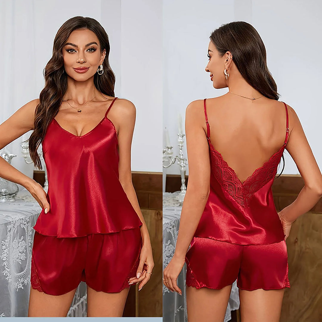 Women Satin Lingerie Nightgown Sexy V Neck Elegant Stain Suspender Slips Sleepwear Pajama Dress Ladies Lingeries Sexy Hot
