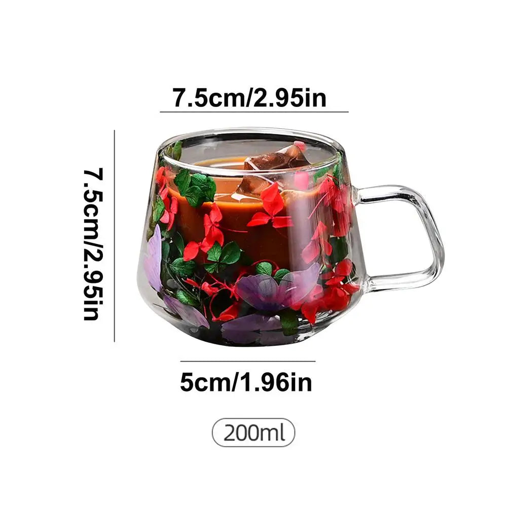 Ethereal Bloom Double-Walled Glass Mug (200ml)