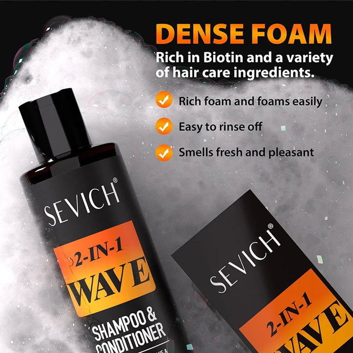 3.53oz Biotin Waves Control Pomade For Men Sevich Sport Strong Hold Wave Hair Gel With Brush Wavy Hair Oil Shampoo Conditioner