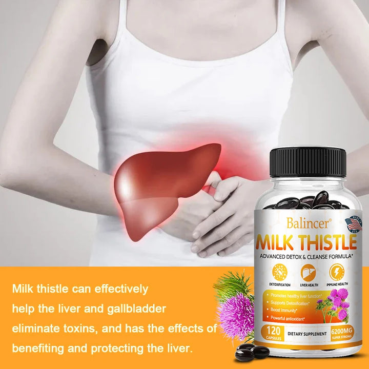 EmpowerEase Milk Thistle Liver Detox Supplement – 6200mg, 120 Capsules