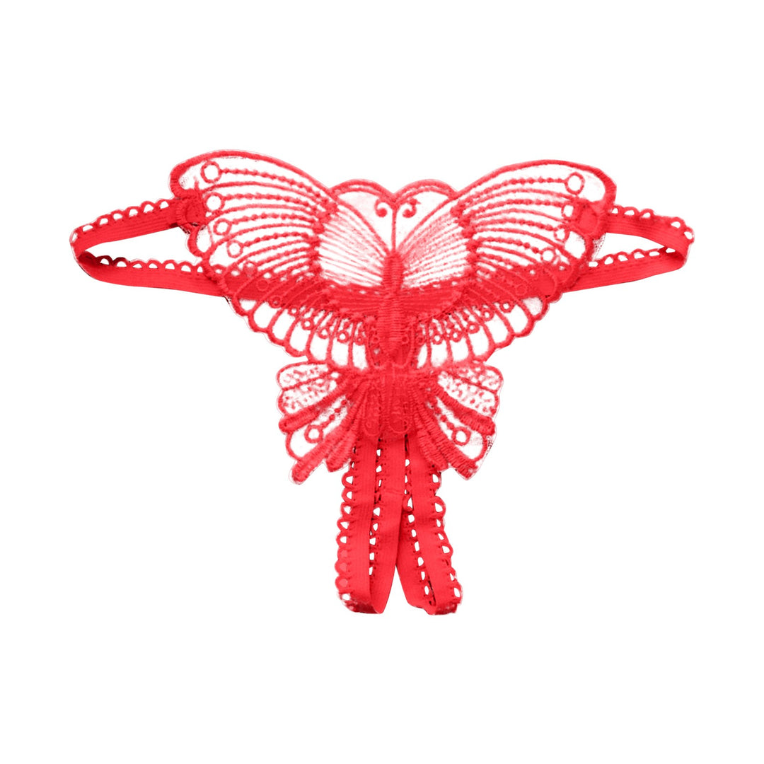 Butterfly Embroidered Open Crotch Panties – Sexy Low Waist Hollow-Out Thong Lingerie