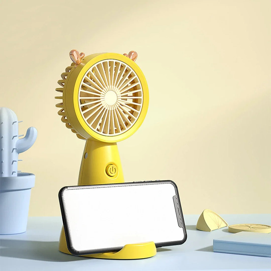 USB Mini Handheld Fan Outdoor Mini Creative Desktop Office Mute Charging Portable Handheld Fan Yellow
