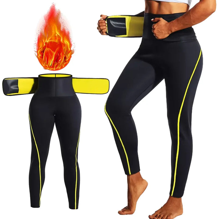 Women's High-Waist Sauna Effect Fitness Leggings – Athletic Yoga Training Gym Pants with Pork Chop Pockets