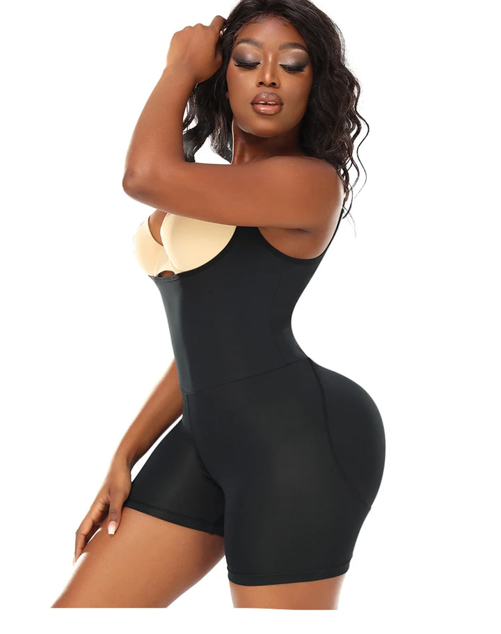 Butt-Lifting Shapewear Bodysuit with Pads – Open Crotch & Adjustable Straps