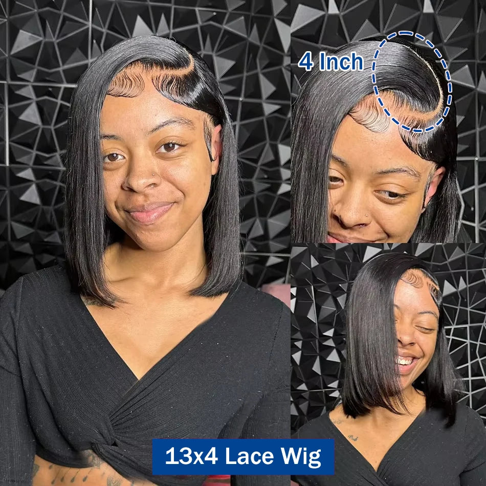 Essential Elegance Bob – Straight 100% Human Hair Wig with Transparent Lace