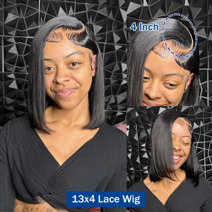 Essential Elegance Bob – Straight 100% Human Hair Wig with Transparent Lace